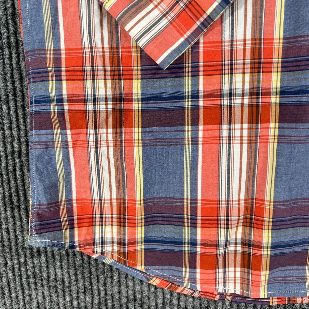 Banana Republic Mens Shirt Large Orange Plaid Long Sleeve Button Down Casual